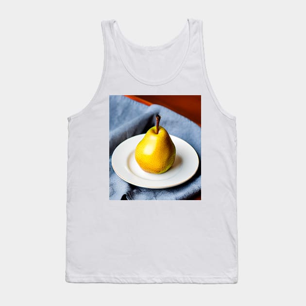 Ripe fruit pear on white dinnerware plate Tank Top by Marccelus